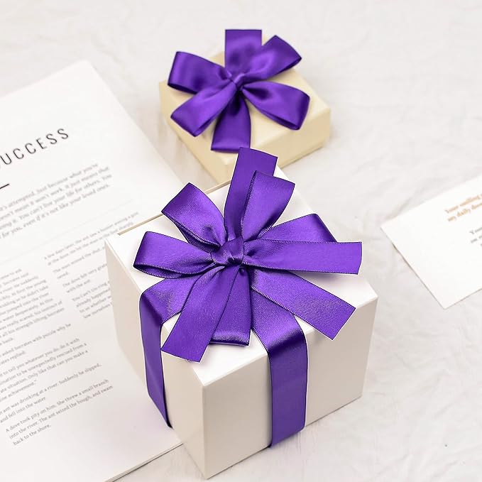 Purple Satin Ribbon, Double Faced 7/8 Inch X 50 Yards Purple Ribbon, Premium Satin Ribbon for Gift Wrapping, Crafts, Hair Bow Making, Sewing, Flower Bouquet, Wedding Party Decor