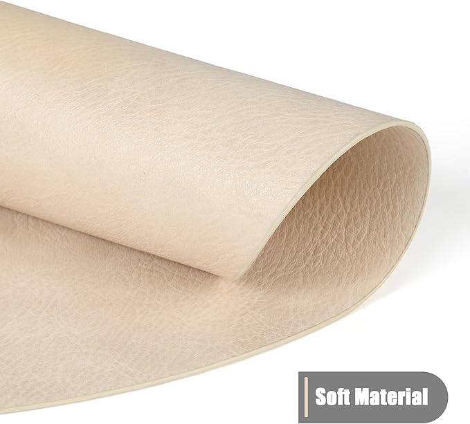 UnivoColors PU Leather Placemats Set of 8,15 Inches Round Washed Cowhide Pattern Table Mats for Dining Table, Kitchen, Party Decoration(Retro Beige)