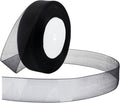 Black Ribbon for Gift Wrapping 1 inch Sheer Organza Ribbon for Flower Bouquet Tulle Thin Chiffon Ribbons for Wedding Invitations Presents Decorations Crafts 50 Yards