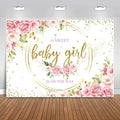 Sensfun Pink Floral Baby Girl Backdrop for Baby Shower Party Decorations Glitter Gold Watercolor Flower It's a Sweet Baby Girls Baby Shower Banner Photography Background Photo Booth Shoot Props 8x6ft