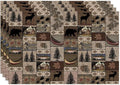 Retro Rustic Bears Deers Lodge Placemats Set of 4, Vintage Cabin Country Farmhouse Style Place Mats, Heat Resistant Non Slip Cotton Linen Dining Table Mats for Home Kitchen Party 18x12 Inch