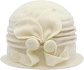 ZLYC Women Wool Cloche Bucket Hat 1920s Vintage Dress Winter Hats with Flower Accent