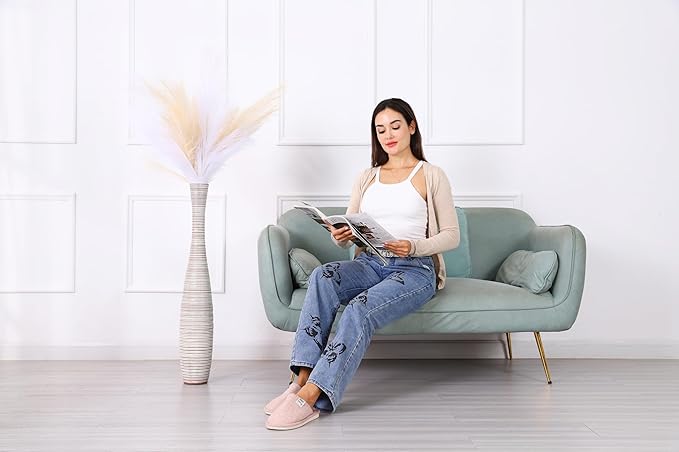 Leewadee Decorative Tall Floor Vase for Living Room Decor, 34 inches, White Wash, Resin