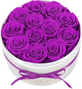 FIACO Gifts for Women Preserved Flowers in a Box-12 Forever Real Rose Flowers for Delivery Prime Birthday Gifts for Mom Grandma Wife Girlfriend Sister Fresh Flowers Eternal Rose Purple