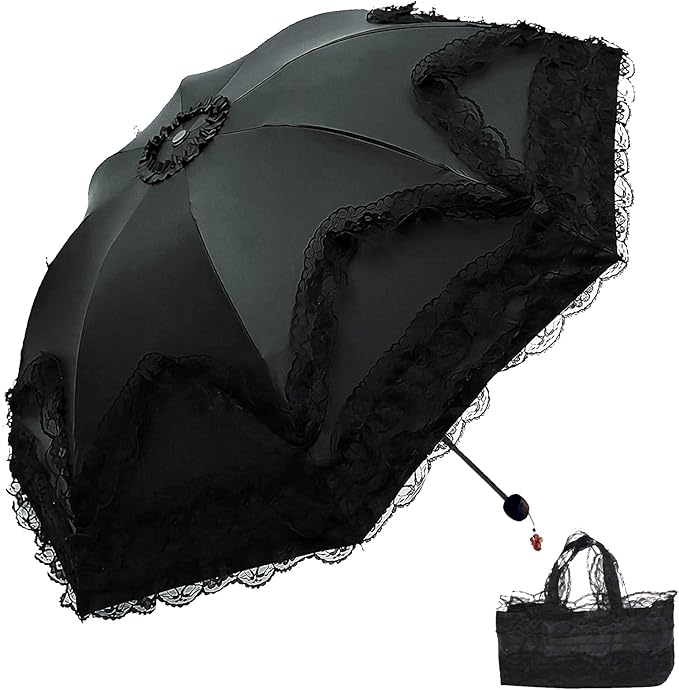 Vintage Lace Parasol Gothic Lolita Umbrella UV Sun Protection Witch Cosplay Photoshoot Props Party Decoration