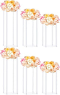 Yerliker 6 Pcs Wedding Flower Stand Acrylic Vase 23.6 Inches and 15.75 Inches Tall Clear Column Pillar Flower Stand Tabletop Display Rack for Wedding Centerpieces Birthday Party Decorations
