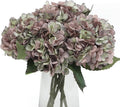 Kimura's Cabin 6pcs Fake Hydrangea Flowers Vintage Artificial Silk Hydrangea Bouquets with Stems Faux Hydrangeas for Wedding Party Home Table Core Decoration (Green Purple, Pack of 6)