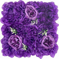 Flower Wall Backdrop, 12PCS 10.6"-15.7" Artificial Flower Wall Panel with Various Styles, 3D Floral Wall Decor for Wedding Photo Background Festive Party Home Decoration (F011, 13.8 * 13.8in)