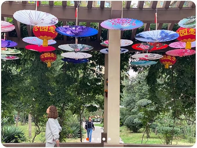 33" Handmade Oiled Parasol Bamboo Silk Umbrella Chinese Japanese Art Classical Dance Umbrella Plum Blossom for Wedding Parties Photography Costumes Cosplay Decoration and Other Events