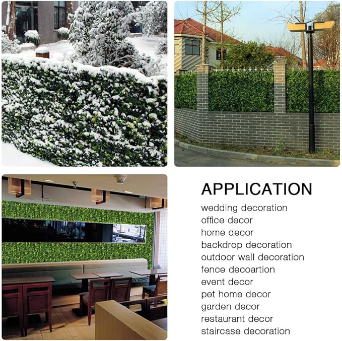 ULAND Artificial Grass Wall, 6pcs 20"x20" Faux Greenery Foliage Panels, Outdoor Green Plant Décor for Privacy Fence