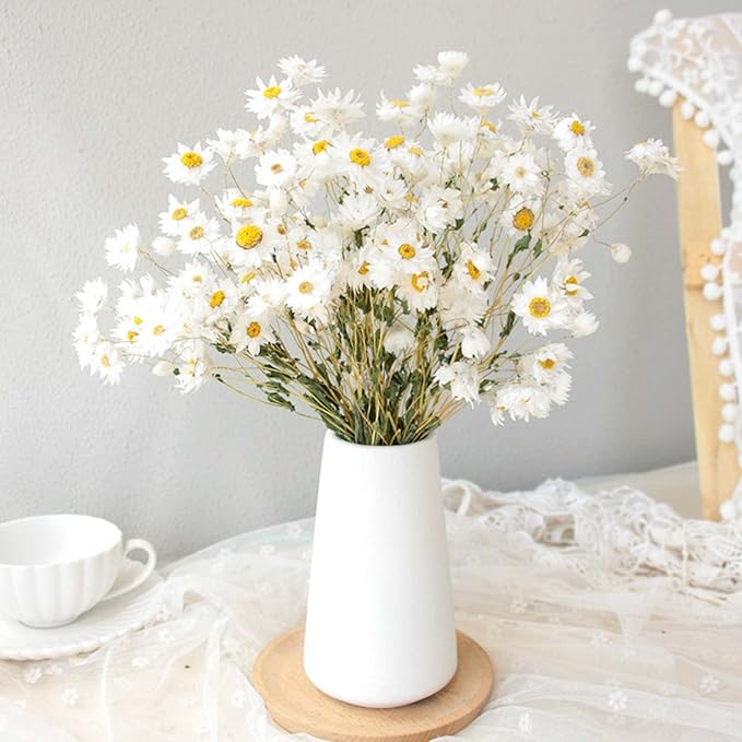 Dried Daisy Flowers Bouquet, 150+ Dry White Flowers, Artificial Sunflowers, 17'' Natural Gerber Daisies Arrangements for Farmhouse Vase Decor, Wedding, DIY Home Office Party Decoration