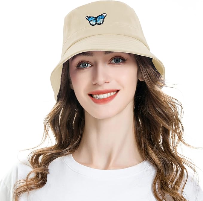 ZLYC Unisex Fashion Embroidered Bucket Hat Summer Fisherman Cap for Men Women