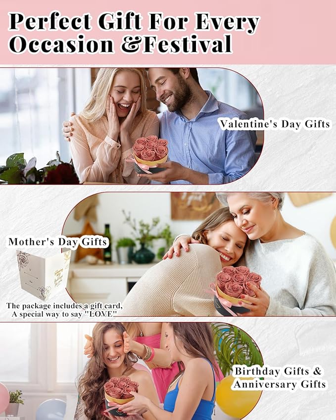 Changshunqi Forever Flowers, Preserved Real Rose in Box Preserved Flowers for Delivery, Eternal Rose Flower Last 2-3 Years, Anniversary Roses Forever Birthday Gifts for Women Mothers, Wife, Her, Mom