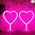 BHCLIGHT Pink Heart Neon Sign, 2 Pack Mother's Day LED Neon Light Battery Operated or USB Powered Valentines Lights, Table Decorations Lights for Room Dorm Wedding Anniversary Bedroom Classroom Decor