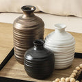 Ceramic Vase Set of 3 Decorative Vase for Home Decor Modern Farmhouse Decor Pottery Neutral Vases for Living Room Bathroom Table Mantel Fireplace Entryway Shelf (02-Metallic)