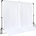 White Backdrop Curtains 2 Panels, 10 Feet Wrinkle-Free Polyester Photography Backdrop Drapes for Wedding Baby Shower Party Background Backdrop Stand- 8FTX10FT (White)