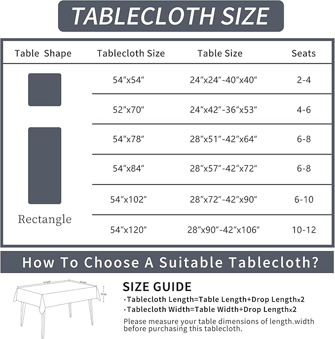 Rectangle Table Cloth,100% Waterproof Tablecloth Oil Proof Spill Proof Vinyl Table Cloth, Wipe Clean Plastic Table Cover for Dining, Camping, Indoor and Outdoor 54" x 102",Navy Blue