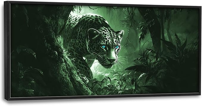 Forest Leopard Large Decor Framed Wall Art Animal Pictures for Living Room, Oversized Canvas Print Painting Modern Extra Large Framed Artwork for Bedroom Office Home Decor 60"x30"