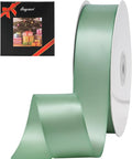 LIUYAXI Sage Green Stain Ribbon, 1-1/2" X Continuous 50 Yards, Double Faced Fabric Ribbon Perfect for Gift Wrapping Wedding Birthday Party Chair Sash Christmas Hair Floral Craft Sewing