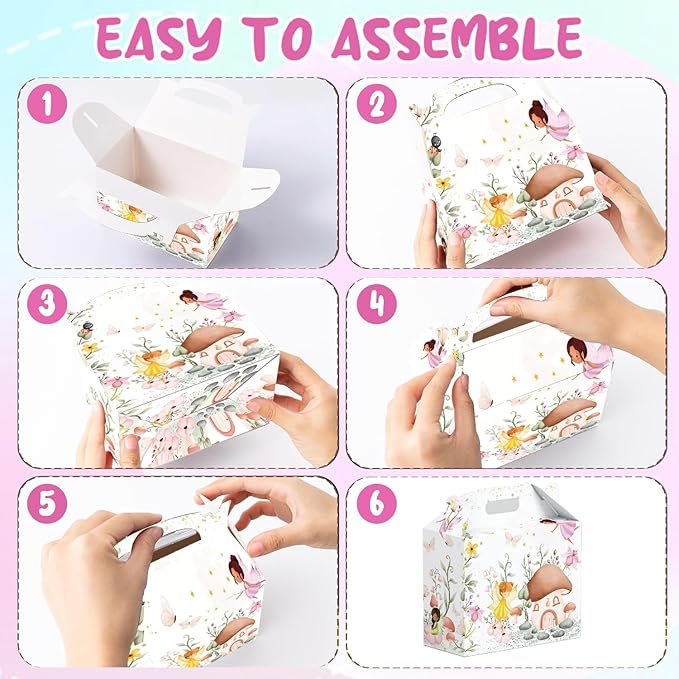16 Pcs Fairy Party Favor Boxes - Flower Fairy Party Gift Paper Boxes, Floral Fairies Themed Decorations for Birthday Presents Decorations Supplies