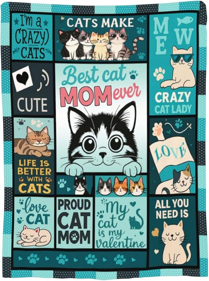 Cat Blanket Cute Cat Throw Blanket Kitten Soft Cozy Fleece Fuzzy Stuffed Plush Flannel Gifts for Girls Women Boys Kids Adults 40''x50''