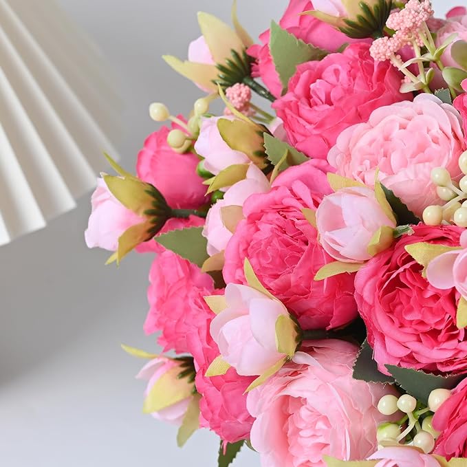 MARTINE MALL 8 Packs Peonies Artificial Flowers, Mixed Pink Artificial Peonies, Silk Peonies Flowers Fake Peonies Artificial Flowers Peonies Bouquet for Centerpiece Table Wedding Party Home Decor