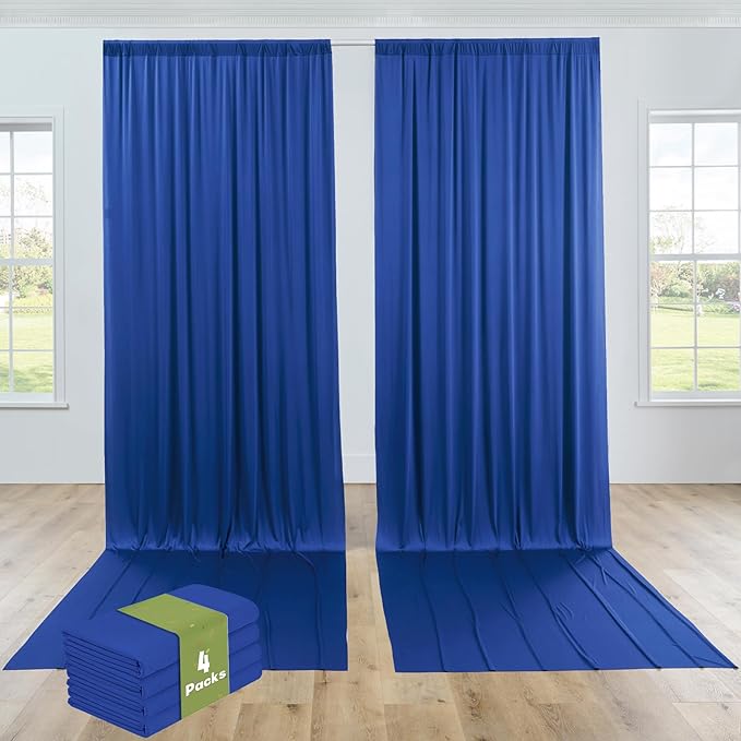PartyVillage 20ft×15ft Royal Blue Backdrop Curtain for Wedding Parties, 4 Panels Wrinkle Free 15 FT Long Polyester Photo Backdrop Drapes Back Drop Cloth for Birthday Photography Background