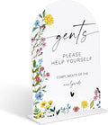 Acrylic Wedding Signs Gents Please Help Yourself Sign, Wedding Bathroom Basket Supplies, 6x8" Floral Themed Arch Acrylic Table Decor, Love Is In Bloom Decorations for Bridal Shower Baby Shower