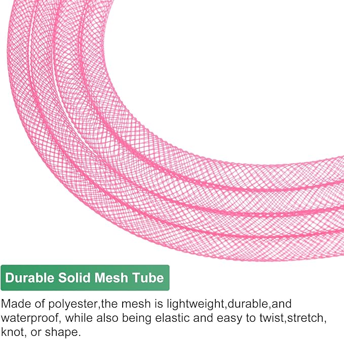 Mesh Tube Ribbon 25 Yards, 6mm Elastic Fabric Ribbons Mesh Tubing for Crafts/Gift Wrapping/Flower Bouquets/Wedding/Birthday/Holiday/Wreaths Christmas/Decoration[Peach]