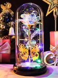 Christmas Rose Gifts for Women, Womens Gift for Christmas Rechargeable Galaxy Glass Rose Light Up Roses In Glass Dome Colorful Crystal Flower Butterfly Birthday Xmas Gifts for Women Her Wife Grandma