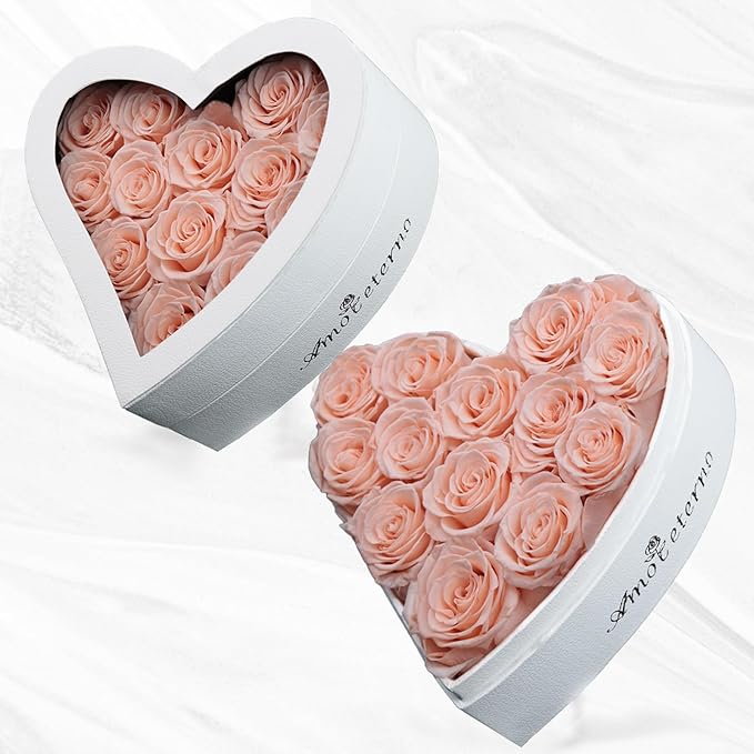 Flower, Forever Roses in A Box, Fresh Flowers, Birthday Gifts for Her, Women, Mom, Girlfriend, Wife, Grandma,Champagne Forever Roses