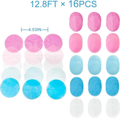 205 Ft Gender Reveal Party Decorations Ombre Pink and Blue Big Circle Dot Backdrop Garland Tissue Paper Polka Dot Hanging Curtain Streamer for He or She Boy or Girl Baby Shower Birthday Party Supplies