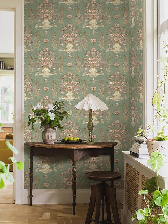 Orainege Floral Wallpaper Peel and Stick Wallpaper Modern Contact Paper 16.9in x 118.1in Self Adhesive Wall Paper for Bedroom Bathroom Shelf Liner Decor Removable