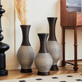 Floor PVC Decorated Vases Set of 3 for Gorgeous Home Decoration Large Classic PVC Vases 20in/24in/28in Height(Brown+White)