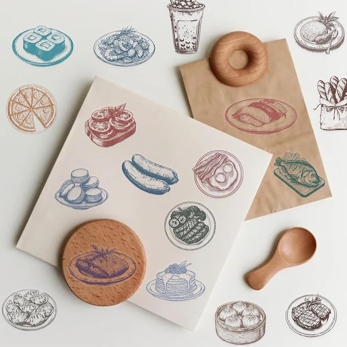 50PCS Food Stickers, Transparent PET Cartoon Line Art Decals of Cakes, Bread, Sushi, Fruits, Fries for Scrapbooking, Journaling, Water Bottles, Laptops, DIY Crafts & Gift Decor