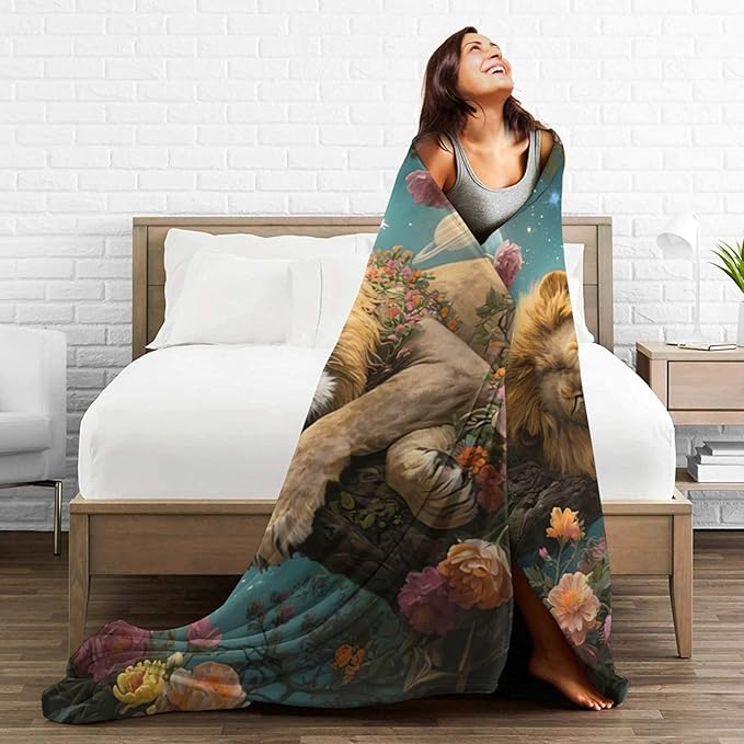 Lion Blanket Lion Throw Blanket Animal Soft Cozy Fleece Fuzzy Stuffed Plush Flannel Gifts for Girls Women Boys Kids Adults 40''x50''