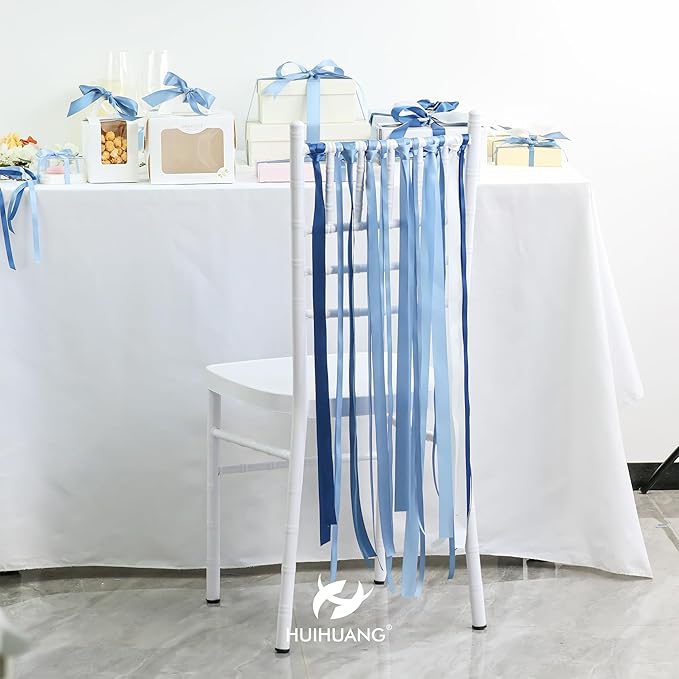 HUIHUANG Dusty Blue Ribbon Set Double-Faced Satin Ribbon 1 inch Dusty Blue Wedding Ribbons for Flower Bouquet Wedding Bridal Shower Baby Shower Decor Hairs Gift Wrap Crafts- 6 Color X 5 Yards Each