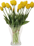 20pcs Artificial Tulip Flowers,16 Inch Real Touch Tulip Stems with Faux Leaves, Faux Tulips and Buds for Home Décor Centerpiece Ornament Wedding Bouquet,Yellow