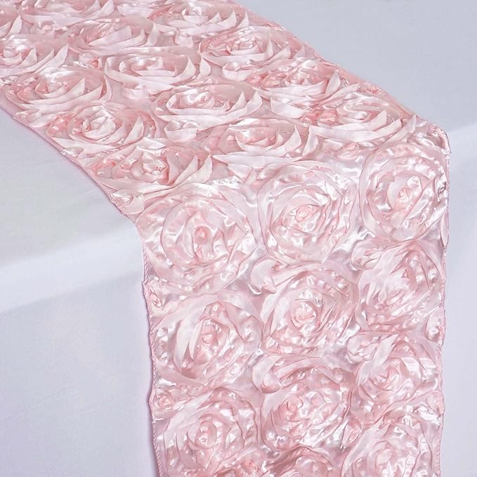 Efavormart Wonderland Rosette Premium Table Runners for Weddings Party Banquets Decor Fit Rectangle and Round Table - Blush