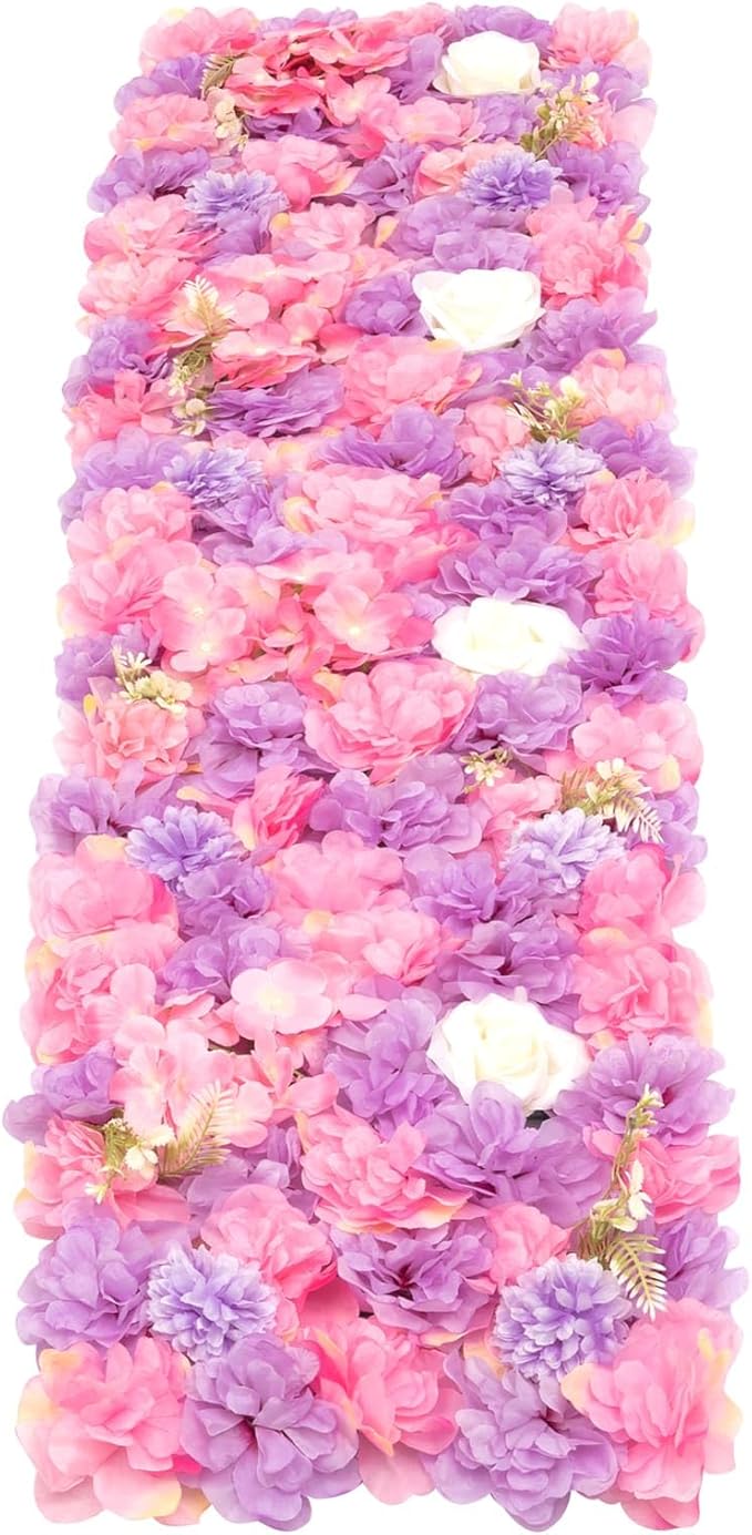 3D Flower Wall Panel 12Pcs Artificial Flower Wall Background Silk Rose Mat for Wedding Wedding Decor Shop Photo Backdrop (Flower Type C)