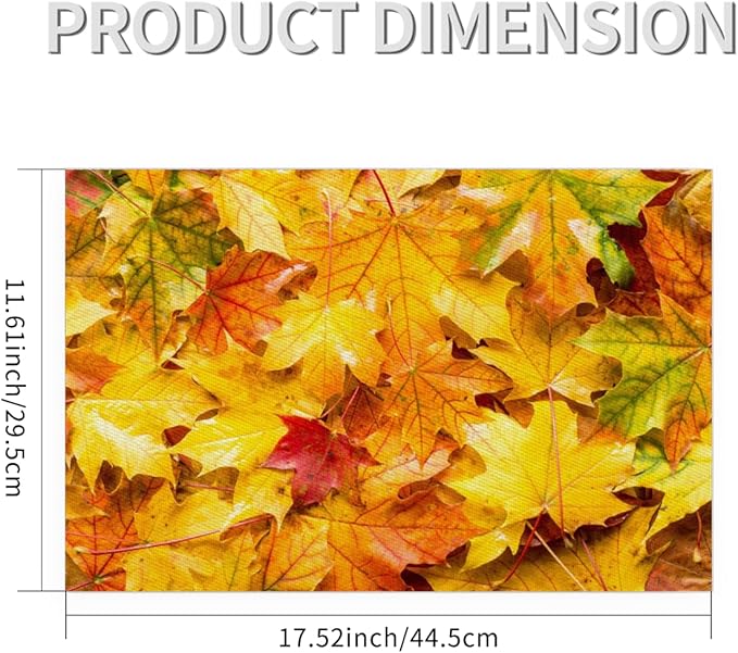 Autumn Maple Leaf Fall Placemats Set of 1 PVC Vinyl Non Slip Table Mats Heat Resistant Place Mats Washable Wipeable Dining Table Mat for Kitchen Decor Party Indoor Outdoor Decorative Gift