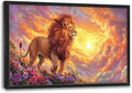 Lion Large Wall Art Animal Flower Pictures Wall Decor Sunset Floral Canvas Landscape Print Painting Modern Home Artwork Decoration for Bathroom Office Living Room Bedroom Framed 24"x36"
