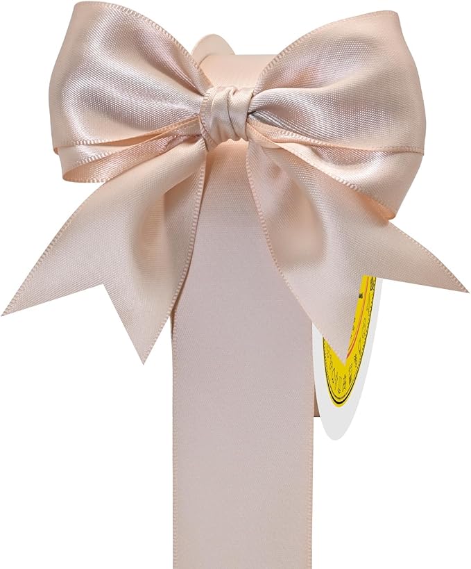 Double Face Satin Ribbon 1-1/2 inch X 50 Yards Polyester Vanilla Ribbon for Gift Wrapping Very Suitable for Weddings Party Hair Bow Invitation Decorations and More