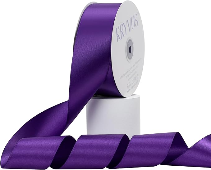 Purple Satin Ribbon, Double Faced 2 Inch X 50 Yards Purple Ribbon, Premium Satin Ribbon for Gift Wrapping, Crafts, Hair Bow Making, Sewing, Flower Bouquet, Wedding Party Decor