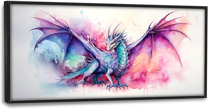 Framed Large Pictures Wall Art for Living Room, Dragon Oversized Wall Decor Dragon Canvas Print Painting Modern Extra Large Framed Artwork for Bedroom Office 60"x30"