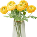 Yellow Ranunculus Artificial Flowerswith Real Touch Stem, Fake Ranunculus Flowers (Yellow, 6pcs)