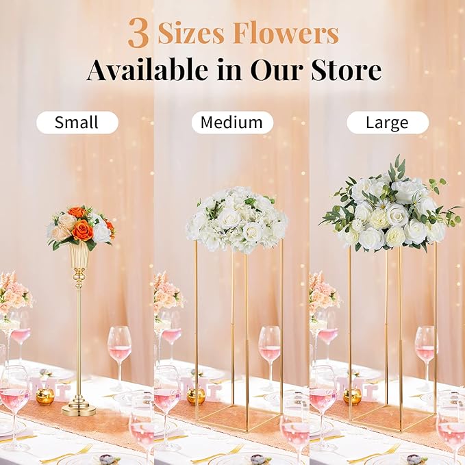 NUPTIO Flower Ball Arrangement Bouquet - 10 Pcs 9.5 inch Diameter Orange Fake Flowers Roses Balls for Centerpieces Tables - Artificial Rose Arrangements for Wedding Centerpiece Table Decorations