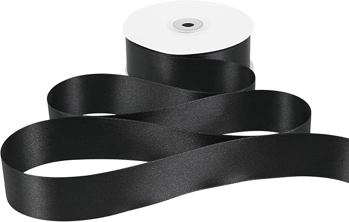 MEEDEE Black Satin Ribbon 1-1/2 Inch Black Ribbon Lux Double Faced Satin Ribbons by 50 Yards Polyester Satin Ribbons for Crafts, Weddings, Flower Bouquet, Holiday Decorating