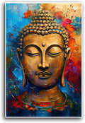 Golden Serenity Buddha Vintage Painting Wall Art Spirituality and Modern Art Wall Decor Adds Brilliance to Vibrant Home Decor 16x24in Frameless
