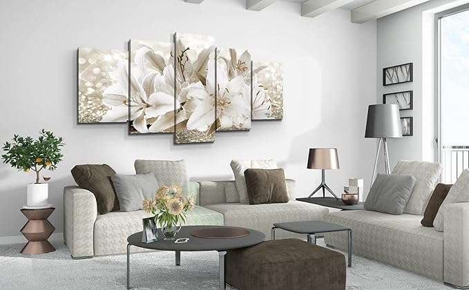 LUDUHU Arts Modern Flower Theme Wall Art - Abstract Orchid Canvas Wall Decor Flower Abstract Painting Still Life Canvas Wall Art for Home Decor (I,Oversize 40x20inch)